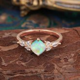 1CT Cushion Cut 4-prong Opal Engagement Ring Unique Marquise Cluster Wedding Promise Anniversary Dainty Ring